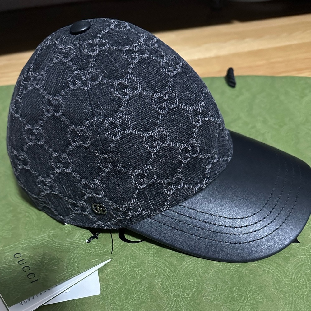 💯% Authentic! Brand new! Gucci GG DENIM BASEBALL HAT black and grey size S/56cm